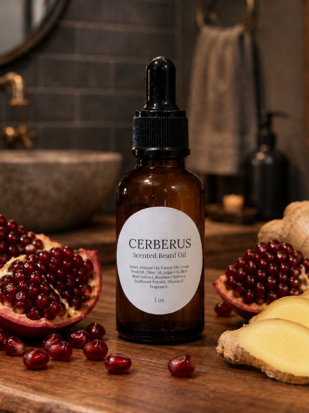 CERBERUS Ginger & Pomegranate Men's Scented Beard Oil.